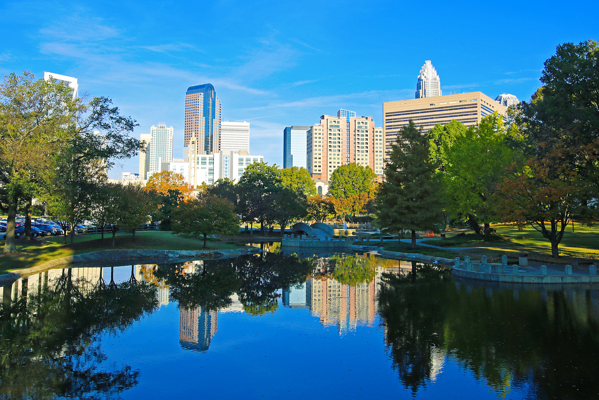 Charlotte North Carolina Skyline Lake